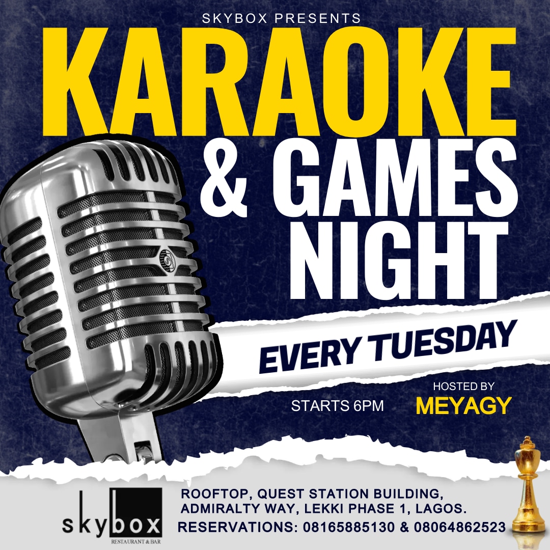 SkyboxLagos's tweet photo. Tuesday nights call for good friends, good music , Karaoke and games night.

Grab the mic and sing The Perfect Song at SkyboxLagos. 

Karaoke starts at 6pm .
#SkyboxLagos #karaokeinlagos #karaokeinlekki #gamesnight https://t.co/o2M167qAyZ