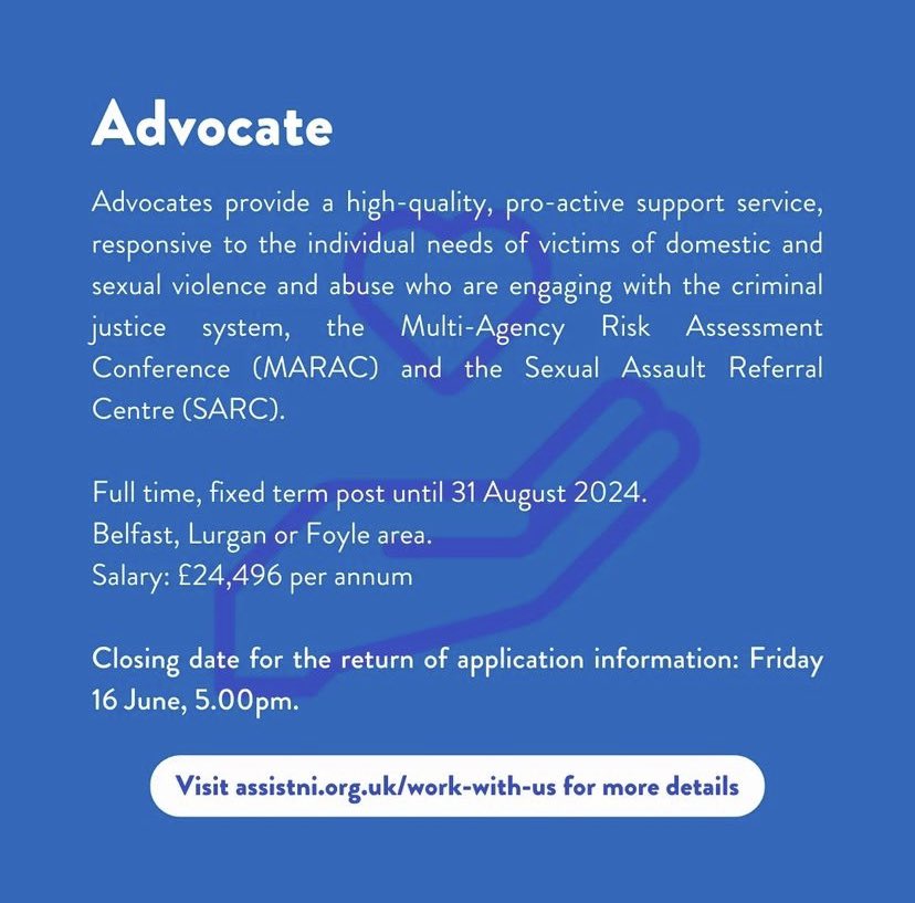 FoyleFJC's tweet image. Assist NI are hiring!!

Full details at assistni.org.uk/work-with-us/

#assistni 
@assistni_