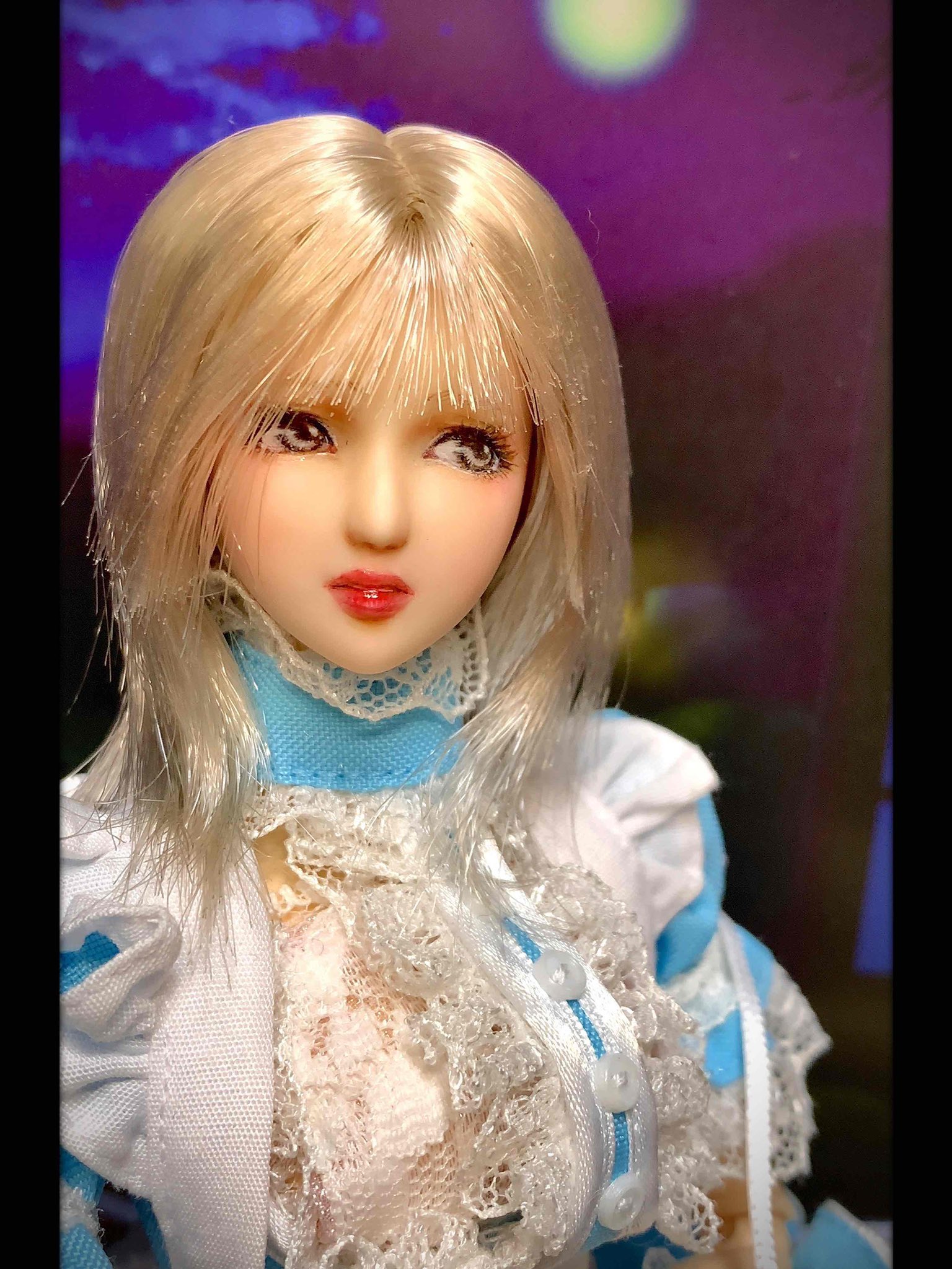 6/1カスタムヘッド【白肌】オビツ27・クールガールにも 1/6 カスタムドールヘッド【221 】オビツ27-01普通肌