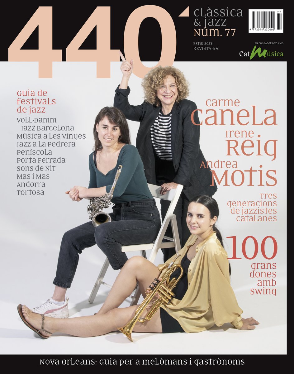 <a href="/jordisavall/">Jordi Savall</a> 🎷Per altra banda, el número 76 radiografia les diferents generacions de dones del jazz català, destacant-ne <a href="/carme_canela/">Carme Canela</a>, <a href="/irene_reig/">Irene Reig</a> i <a href="/MotisAndrea/">Andrea Motis Estrada</a> en portada. I a més, també s'hi repassen els principals festivals de jazz.
enderrock.cat/noticia/26233/…