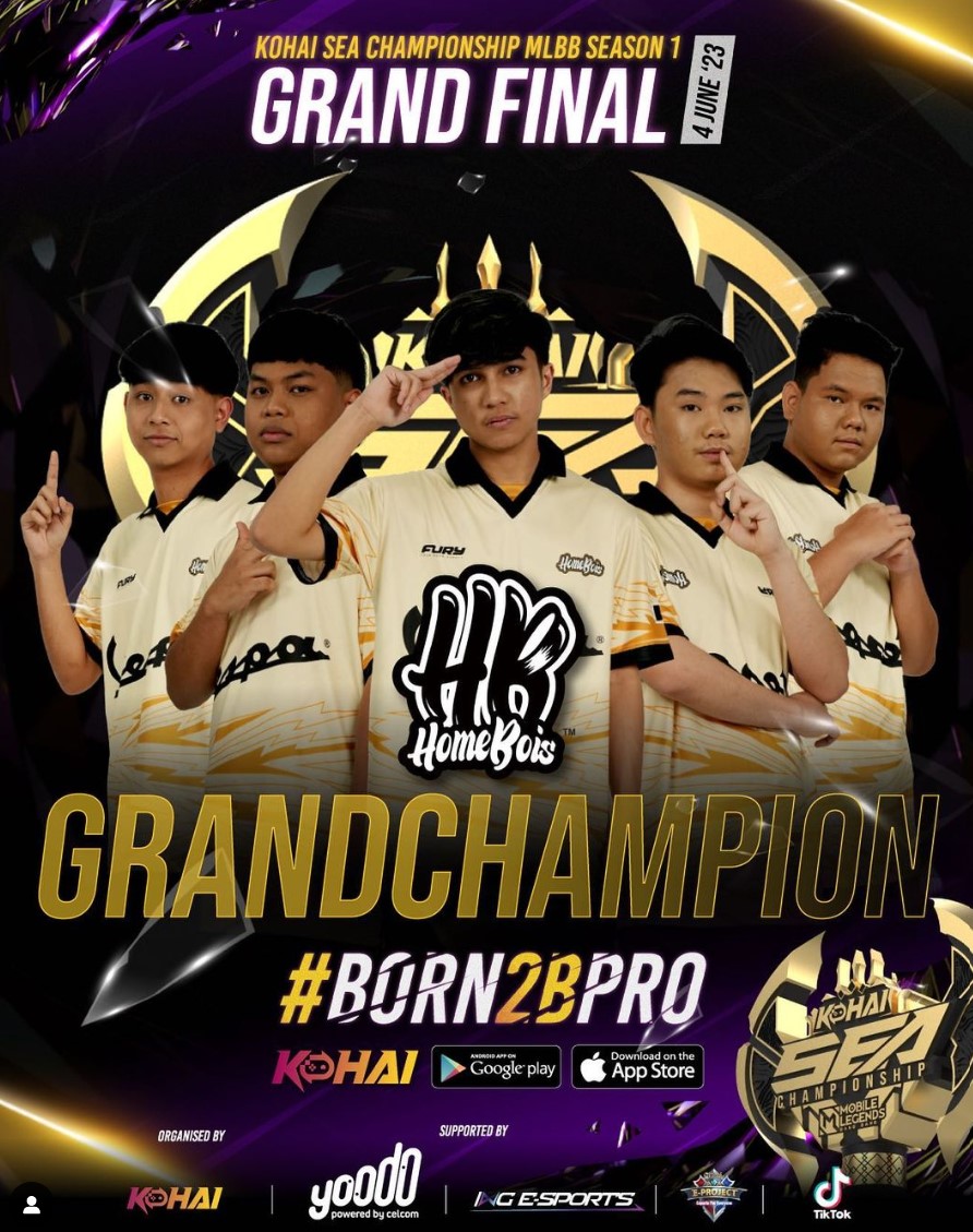 mygameondotmy's tweet photo. 1. Pasukan Malaysia, HomeBois berjaya meraih kejuaraan di kejohanan Kohai SEA (Kohai SEA Championship) pada Ahad. Mereka berjaya menewaskan pasukan Indonesia, Aura Fire dengan skor 4-1.

#AuraFire #ESL #SnapdragonProSeries #HomeBois #KohaiSEAChampionship #MPLMY #MLBB #MyGameOn https://t.co/CbPvekCube