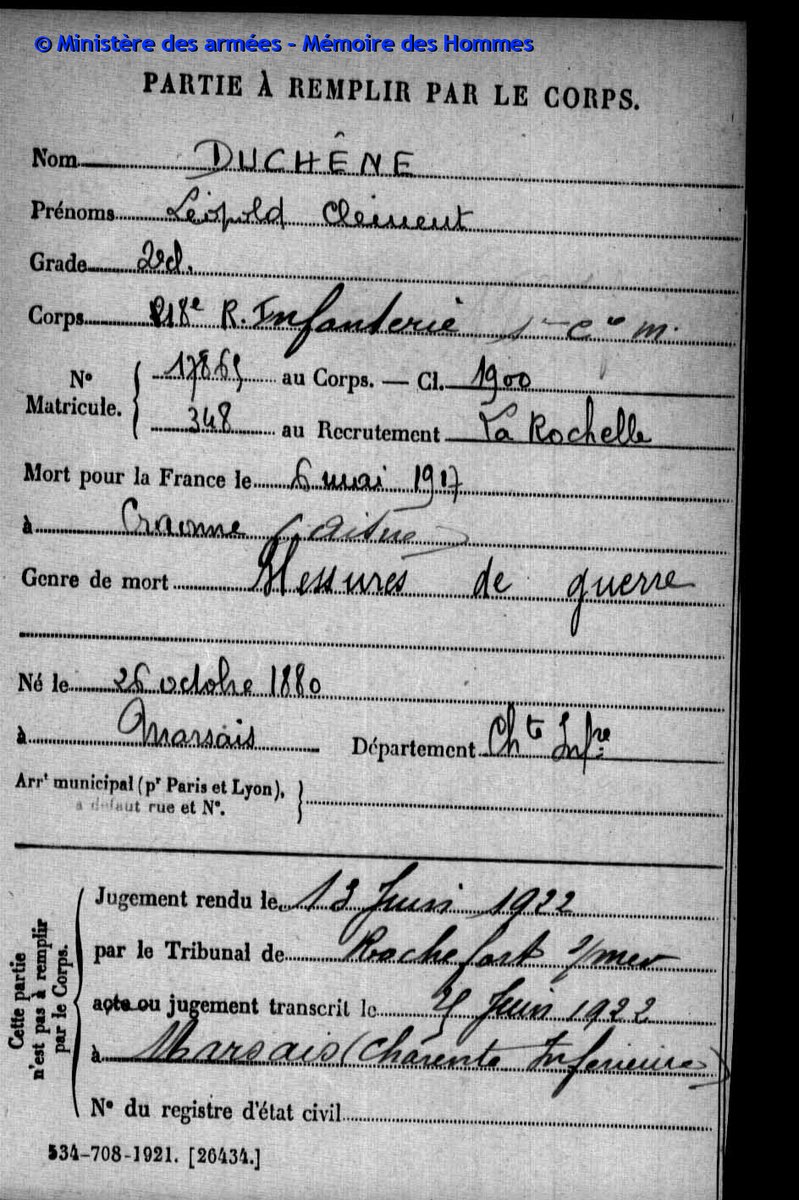 Le_Chtimiste's tweet photo. Léopold DUCHÊNE du 218ème régiment d'infanterie - Mort pour la France à Craonne en mai 1917. - Merci à Gilles - https://t.co/KpJrRbsZFF #218eRI #Chtimiste https://t.co/Qe9kqsioMA