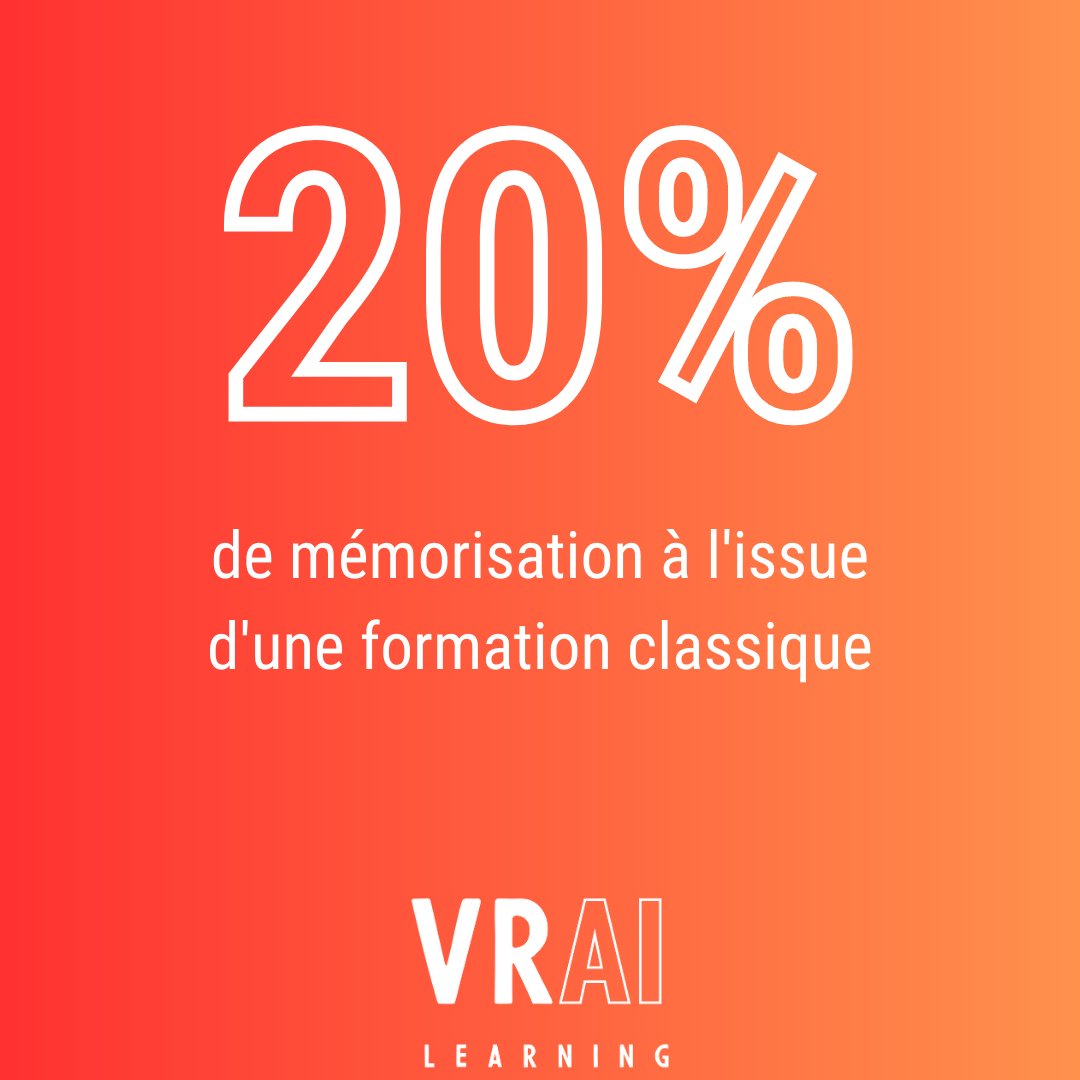 VRAILearning's tweet photo. Saviez-vous que nous retenons seulement 20% d'informations lors d'une formation classique?
Il est temps de repenser la formation et d'améliorer l'acquisition des compétences, l'engagement des apprenants pour booster l'envie d’apprendre! #immersivelearning #elearning https://t.co/yisi1RyR9z