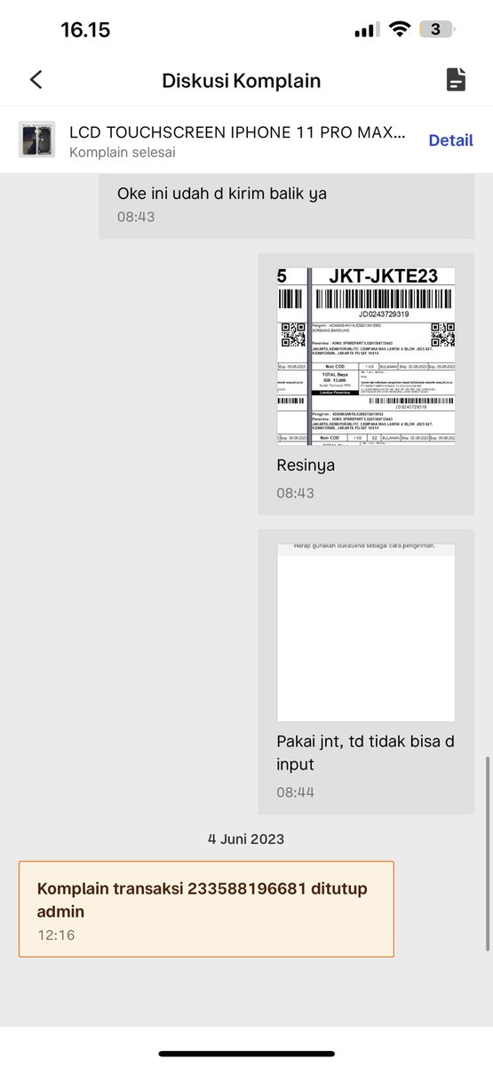 RZLPRSTY's tweet photo. @BukaBantuan @bukalapak saya beli barang, dan barang tidak sesuai, komplain barang d retur sudah terkirim ke seller. Tapi ko diskusi komplain di tutup, saya jadi rugi 564.308 tidak menerima barang apapun, mohon d follow up https://t.co/o6eMdiL90y