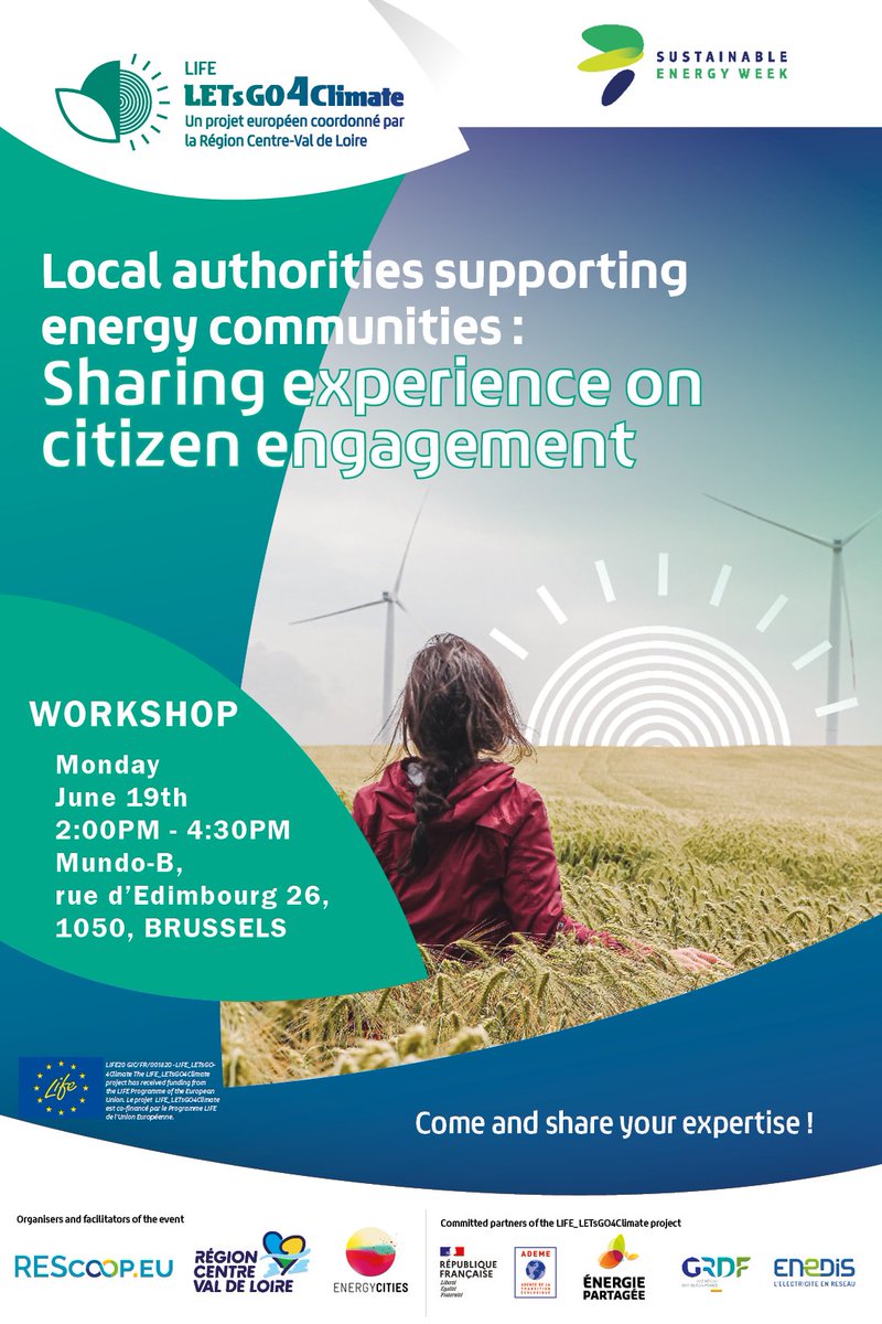 ⚡️2 weeks left before our 📍Brussels #EUSEW event on 𝗰𝗶𝘁𝗶𝘇𝗲𝗻𝘀 𝗲𝗻𝗴𝗮𝗴𝗲𝗺𝗲𝗻𝘁 𝗶𝗻 𝗲𝗻𝗲𝗿𝗴𝘆 𝗮𝗻𝗱 𝗰𝗹𝗶𝗺𝗮𝘁𝗲 𝗽𝗿𝗼𝗷𝗲𝗰𝘁𝘀 👬👫 
Come and share your expertise on the subject, we look forward to welcoming you ! Register now 🤜🤛