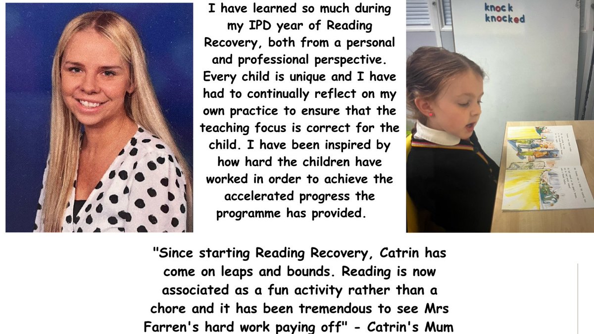 We kick off the week with the lovely Mrs Farren <a href="/StMarksPrimary1/">St. Mark's Primary</a> She has completed her #ReadingRecovery IPD year and reflects on the personal and professional impact this has had on her. We agree with C's mum - your hard work has paid off! Well done! #ChangingLives @ILC_RREurope
