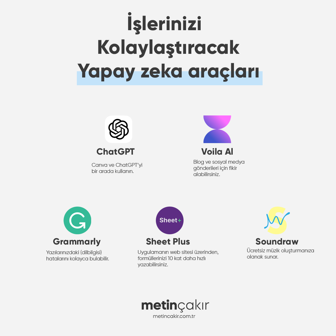 İşlerinizi kolaylaştıracak yapay zeka araçlarını listeledim 👌🏻