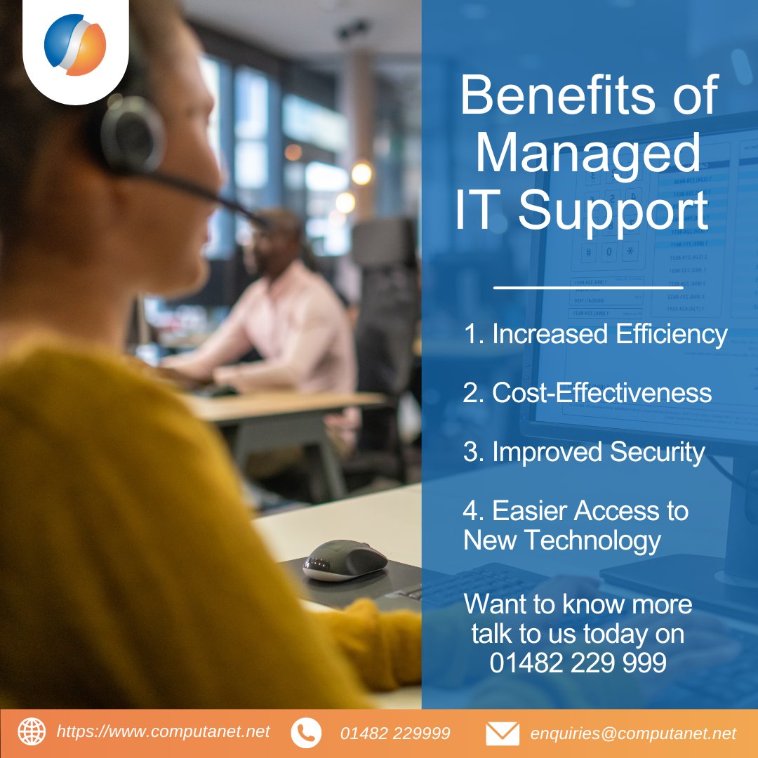 ComputanetMSP's tweet image. Here at Computanet we offer Managed IT Support this means we monitor, report, improve, maintain and much more!
Want to know how this will benefit your business, IT and improve your productivity - Talk to us today on 01482 229 999
#Computanet #ITsupport #ManagedIT #Technology