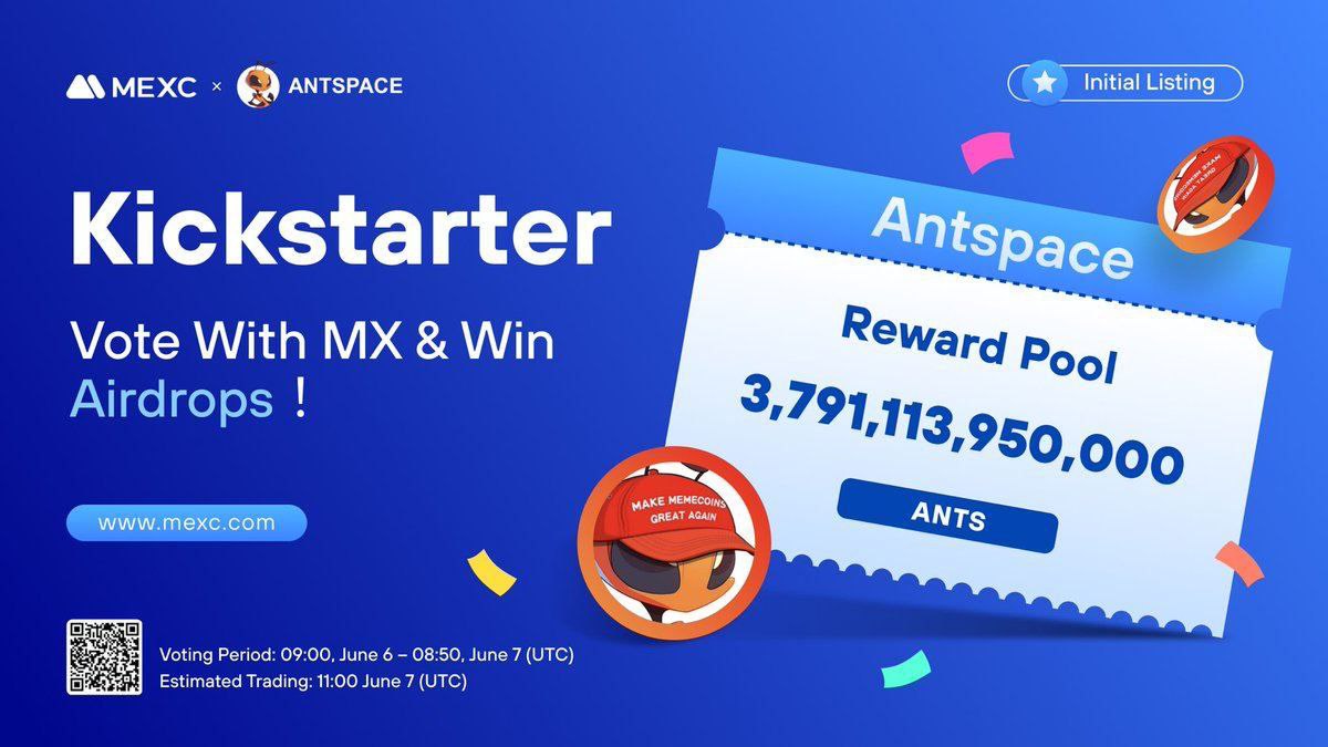 📣Kickstarter ANTS akan hadir di MEXC!

🗳️ Vote dengan $MX untuk mendukung listing $ANTS dan untuk berbagi airdrop 3.791.113.950.000 $ANTS
⏰Periode Voting: 16:00 6 Juni - 15:50 7 Juni (WIB)
📈Perdagangan: 18:00 7 Jun (WIB)

Detail: mexc.com/en-US/support/…