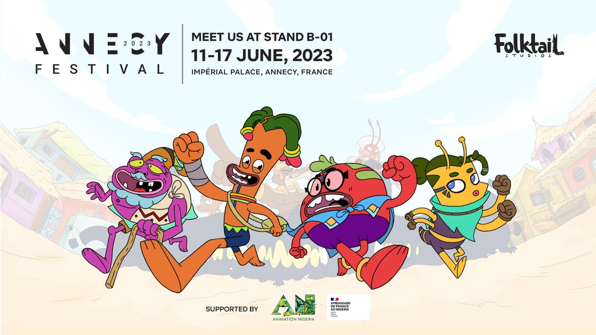 We're super thrilled to dive headfirst into the <a href="/annecyfestival/">Annecy Festival</a>  2023, thanks to the incredible support of <a href="/animationng/">Animation Nigeria</a> and <a href="/franceinnigeria/">Ambassade de France au Nigéria</a> 🙌

Are you on the hunt for an animation studio to partner with, or epic shows to invest in? Swing by Animation Nigeria Stand B-01.