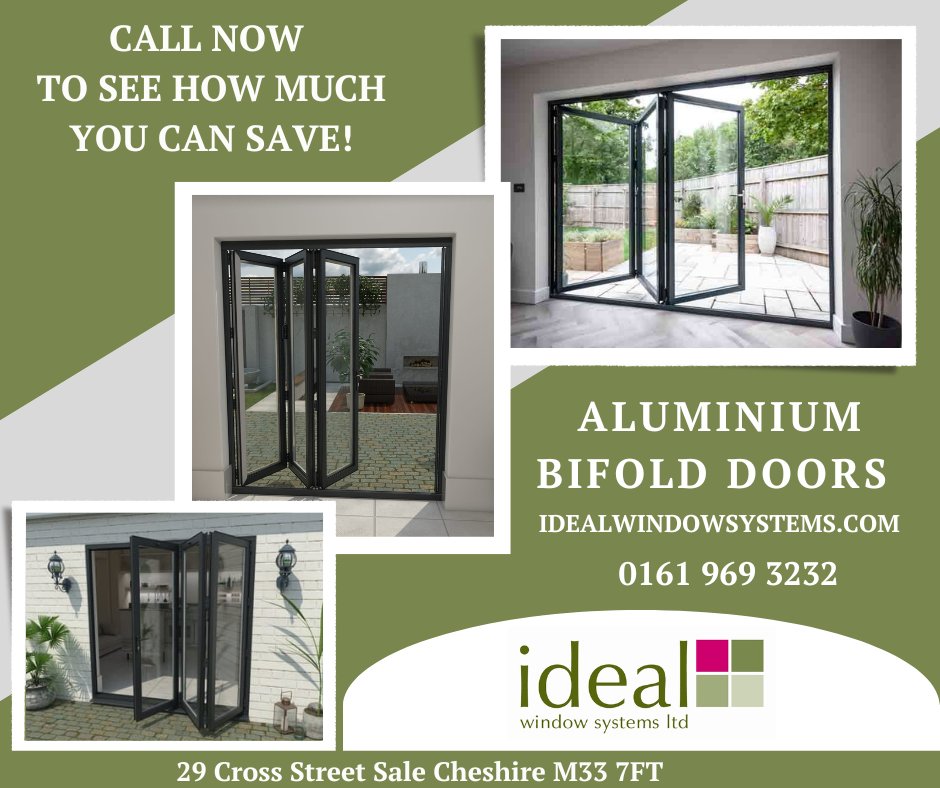 Aluminium Bifolding doors!
🌻Summer is coming and its the perfect time to add some aluminium bifolding doors
idealwindowsystems.com

#bifoldingdoors #m33sale #trafford #salem33 #southmanchester