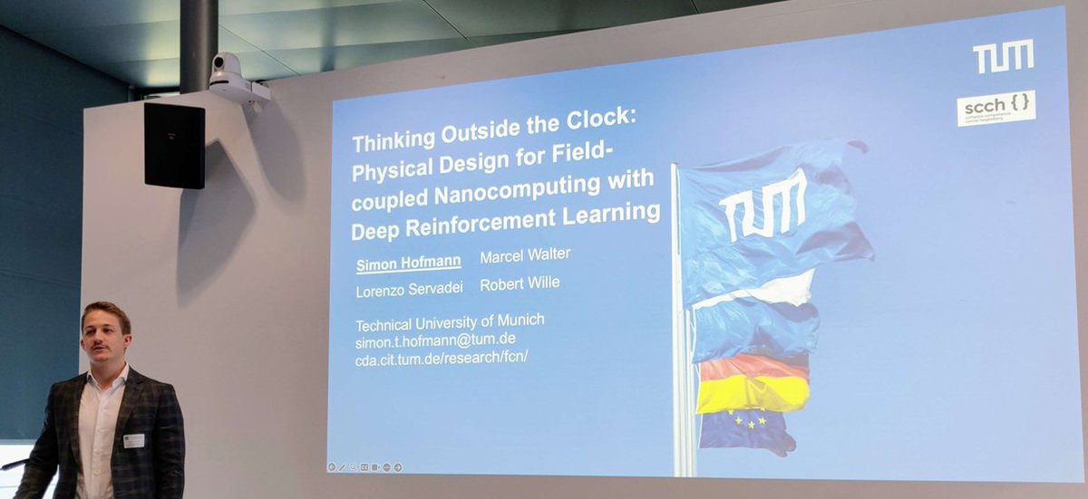 rbrtwll's tweet image. #DesignAutomation methods for of Field-coupled #Nanocomputing are heavily restricted to specific clocking schemes thus far. At #IWLS2023, Simon Hofmann makes a point to &quot;think out of the clock&quot;🙃, i.e., to design FCN for different clocking schemes (using Reinforcement Learning).