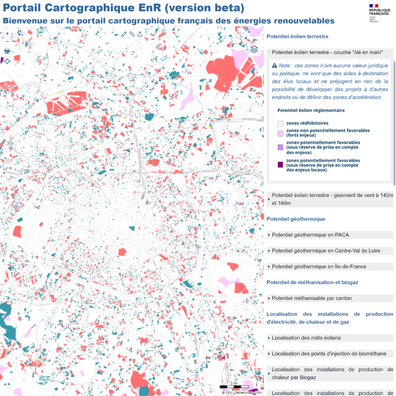 IGNFrance's tweet photo. [#Transitionénergétique] Le nouveau portail cartographique des #ENR est un outil précieux pour aider les #Collterr et leurs élus à identifier les zones d’accélération sur leur territoire.
@CEREMA @Ecologie_Gouv

Quelques exemples 👇 (1/5)