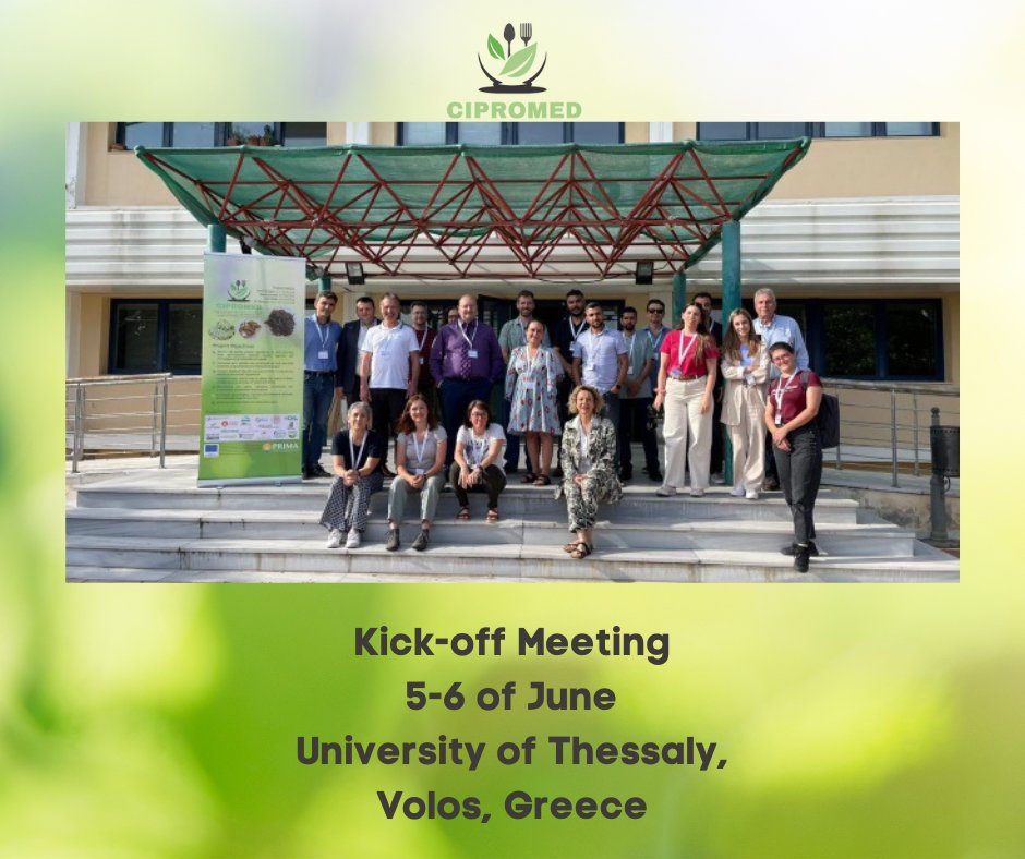 🍃 Exciting news!
Cipromed project's kick-off meeting is happening now in Volos, Greece. The @CivEngUTH  is the coordinator and we can't wait to see what they have in store. 
@unito @ILU_BadBelzig  @AlgaEnergy  @nextProtein   @aquabt  @TechnionLive  @RTDTalos