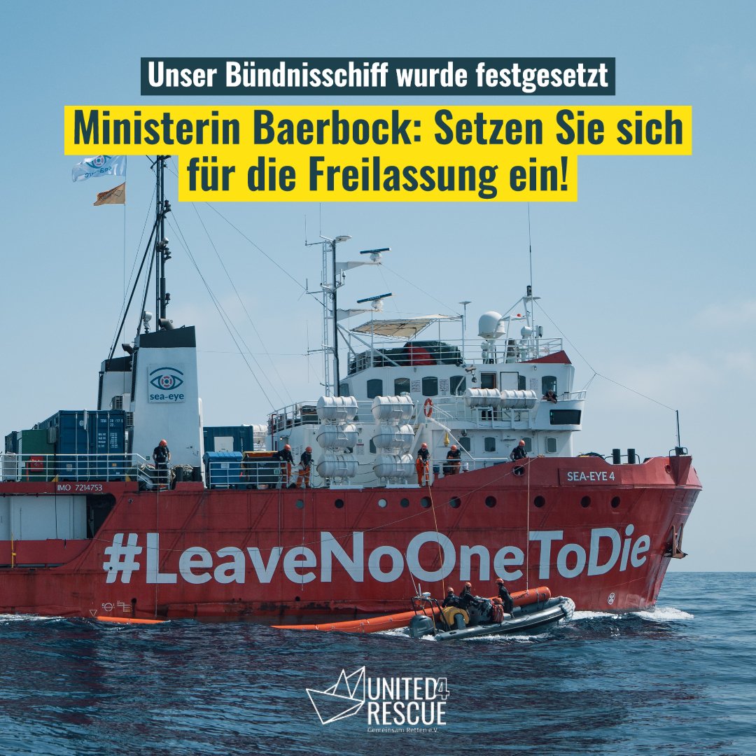 Unser Bündnisschiff wurde festgesetzt – weil es Menschen aus #Seenot gerettet hat! Weil die #SEAEYE4 auf dem Weg zum Hafen noch einmal umdrehte, um weiteren Menschen beizustehen, wurde sie von der ital. Küstenwache für 20 Tage festgesetzt. #freeSEAEYE4