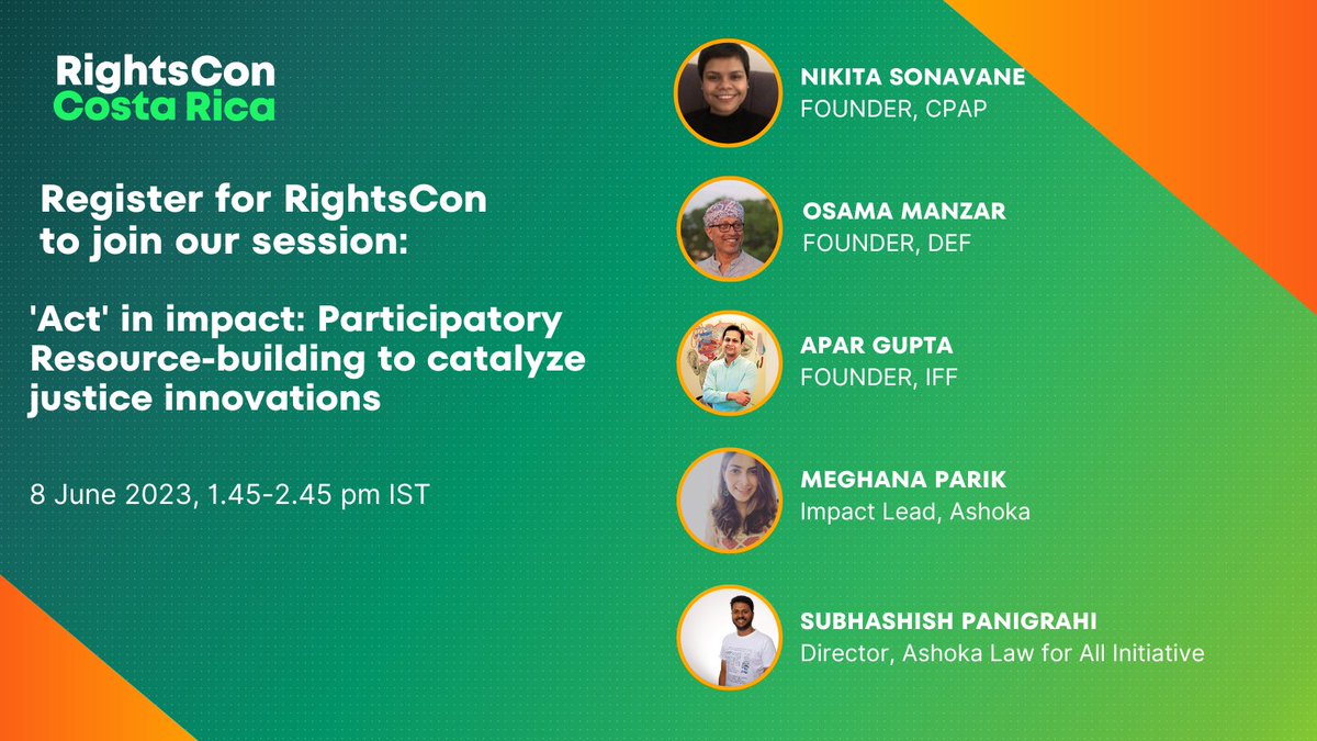 Ashoka (@ashoka) on Twitter photo Join us online for #RightsCon2023 to discuss participatory resource-building in social justice to spark innovations rooted in the Everyone a Changemaker movement. Join <a href="/apar1984/">Apar Gupta</a> <a href="/glorious_gluten/">Nikita Sonavane</a> <a href="/OsamaManzar/">OsamaManzar</a> <a href="/meghana_parik/">Meghana Parik</a> <a href="/subhapa/">Subhashish Panigrahi</a>
<a href="/rightscon/">RightsCon</a>, bit.ly/3oSerM3 Join us online for #RightsCon2023 to discuss participatory resource-building in social justice to spark innovations rooted in the Everyone a Changemaker movement. Join <a href="/apar1984/">Apar Gupta</a> <a href="/glorious_gluten/">Nikita Sonavane</a> <a href="/OsamaManzar/">OsamaManzar</a> <a href="/meghana_parik/">Meghana Parik</a> <a href="/subhapa/">Subhashish Panigrahi</a>
<a href="/rightscon/">RightsCon</a>, bit.ly/3oSerM3