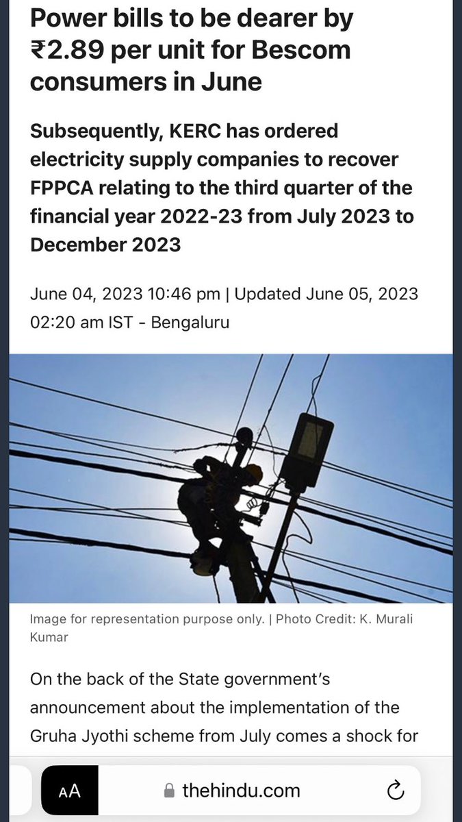 Karnataka Congress ka dhokha 

Remember the “Gruha Jyoti” scheme promise of 200 units free electricity Congress had promised to people of Karnataka

Forget free electricity - Congress has allowed the raising of power tariffs