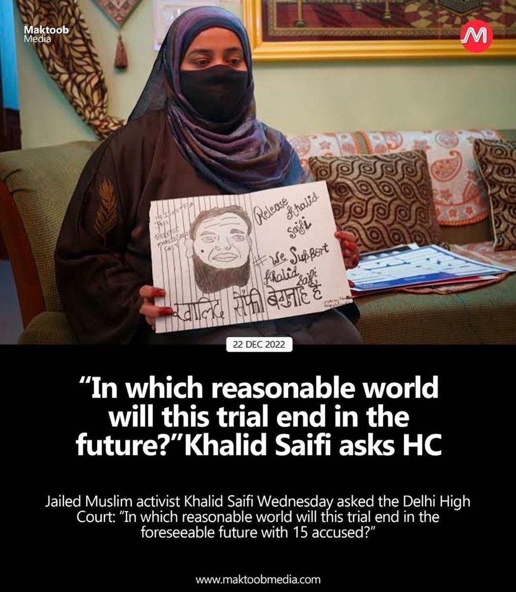 #ReleaseKhalidSaifi
Khalid Saifi, was arrested on February 26, 2020, on false charges In delhi pogrom 2020.

His only crime is that he stands up against the draconian & communal policies of the state.

He is in jail since 1195 Days!

'Justice delayed is justice denied'.