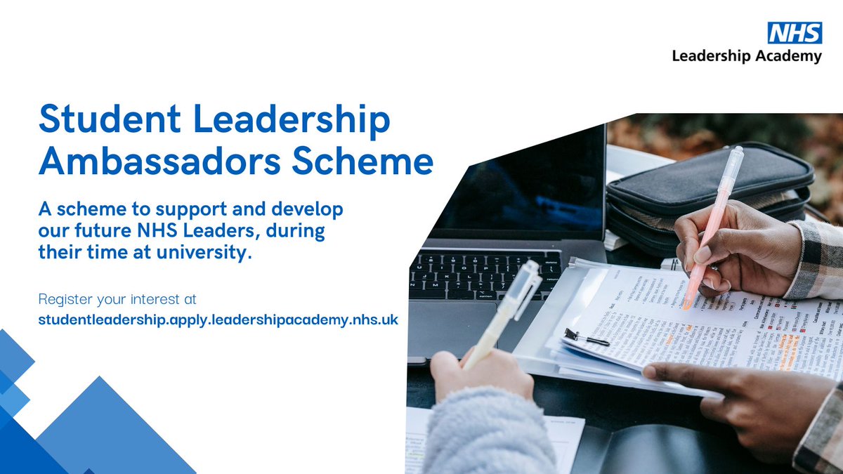 Do you want to become a leader or manager in healthcare after graduation? The #StudentLeadershipAmbassadors Scheme is FREE and will help you build the skills for your next move. Click here to get started: ow.ly/ATWn50OtpCC #NHSLeaders #HealthcareLeaders #StudentLeaders