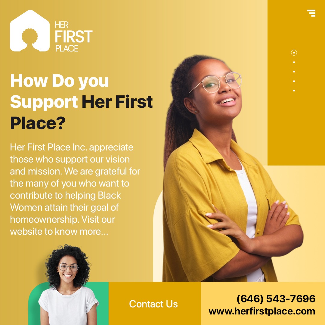 Championing black women's homeownership dreams: Her First Place, your unwavering support.

Click 👉🏻 herfirstplace.com
Contact us - (646) 543-7696

#SupportingHerFirstPlace #EmpoweringBlackWomen #HomeownershipJourney #DreamsToReality #BlackWomenHomeowners #BuildingFutures