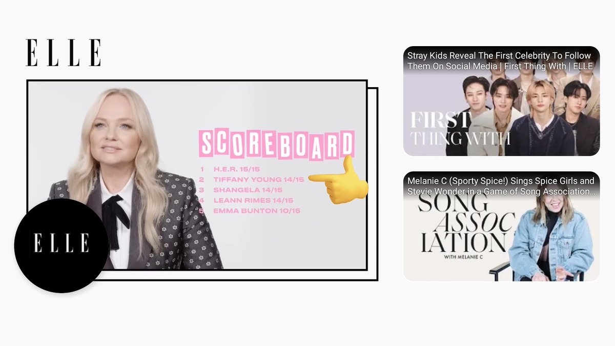 I was just watching emma bunton elle song association on youtube and at the end they show the scoreboard tiffany is number 2 while baby spice is number 5 
@tiffanyyoung @EmmaBunton 
@GirlsGeneration @spicegirls