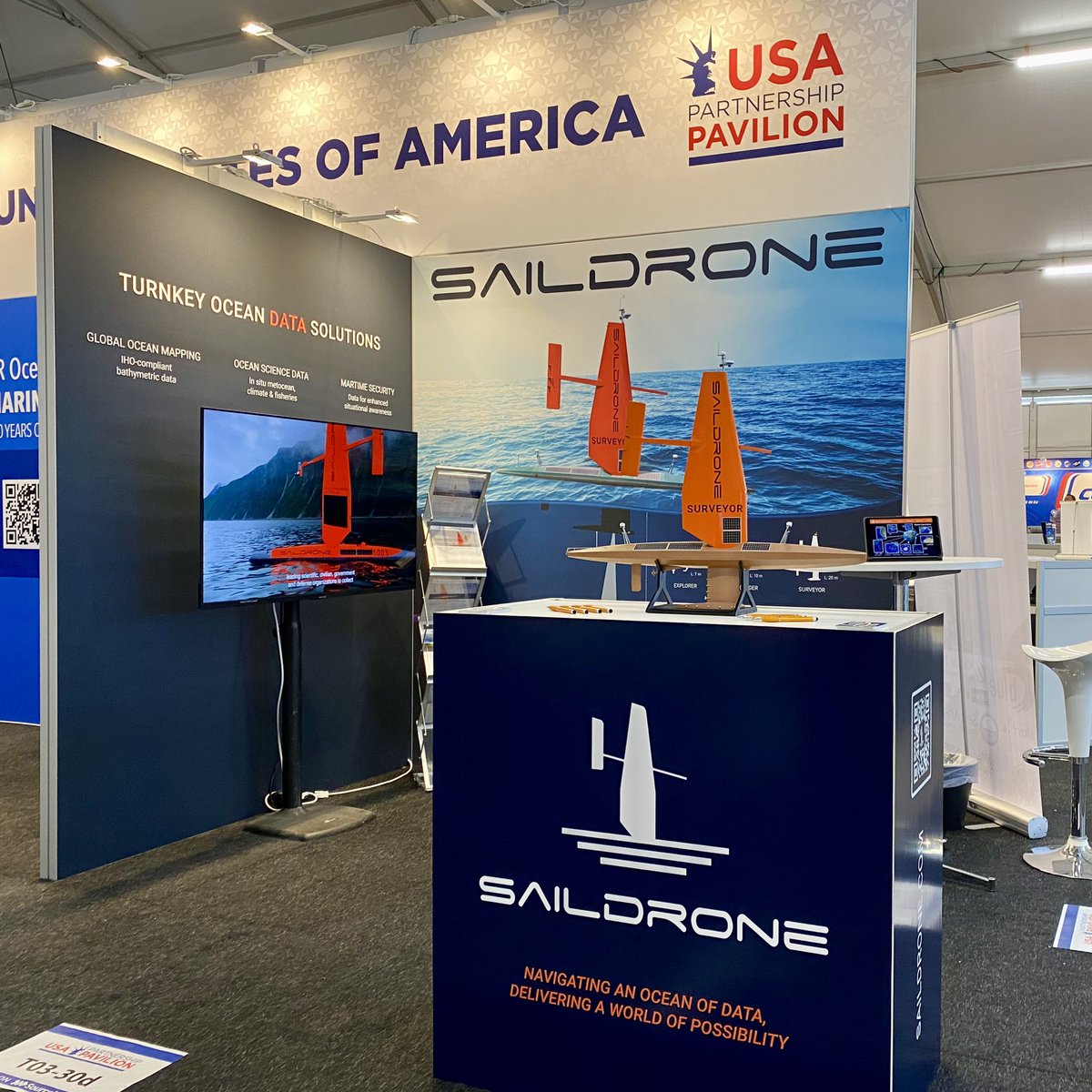 saildrone's tweet image. Good morning from @NorShipping 2023! Come visit us at the USA pavilion in Hall T! 🇺🇸 #PartnerShip #norshipping #oceansolutions #oslosolutions #blueeconomy #bluetalks