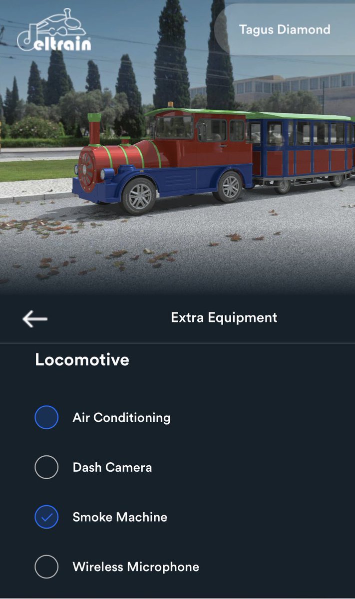 My new third favourite Configurator … after Bentley and Audi.  Although even they don’t offer an optional smoke machine. deltrain.com/configurator/?…