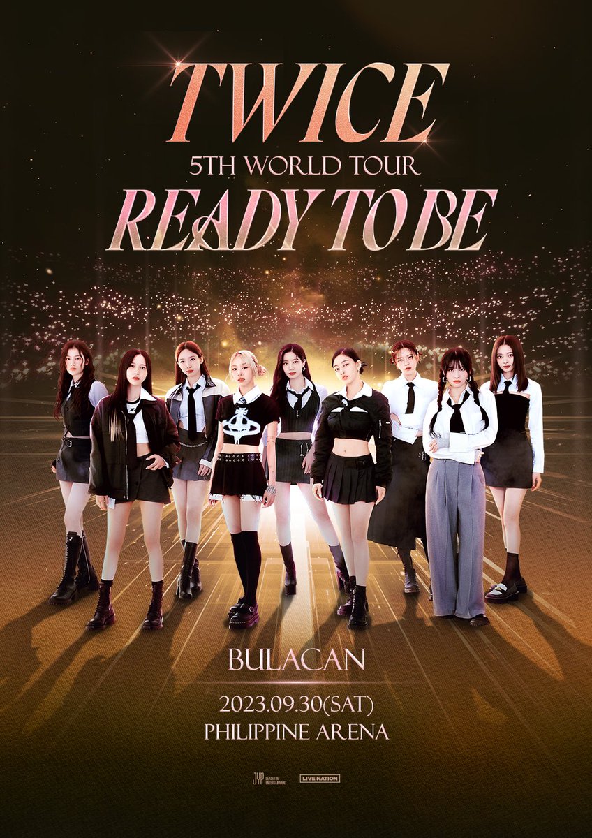 Image for TWICE 5TH WORLD TOUR 'READY TO BE' IN BULACAN SHOW INFO 2023.09.30 (Sat) 7PM @ Philippine Arena TICKET OPEN (Local Time) - LN Presale : 2023.06.15 (Thu) 10AM – 11:59PM - General Sale : 2023.06.16 (Fri) 12PM MORE INFO https://t.co/lqQWI8DNta TWICE READYTOBE… https://t.co/Vi10SBrYA6 https://t.co/ZaIrdHBPHa
