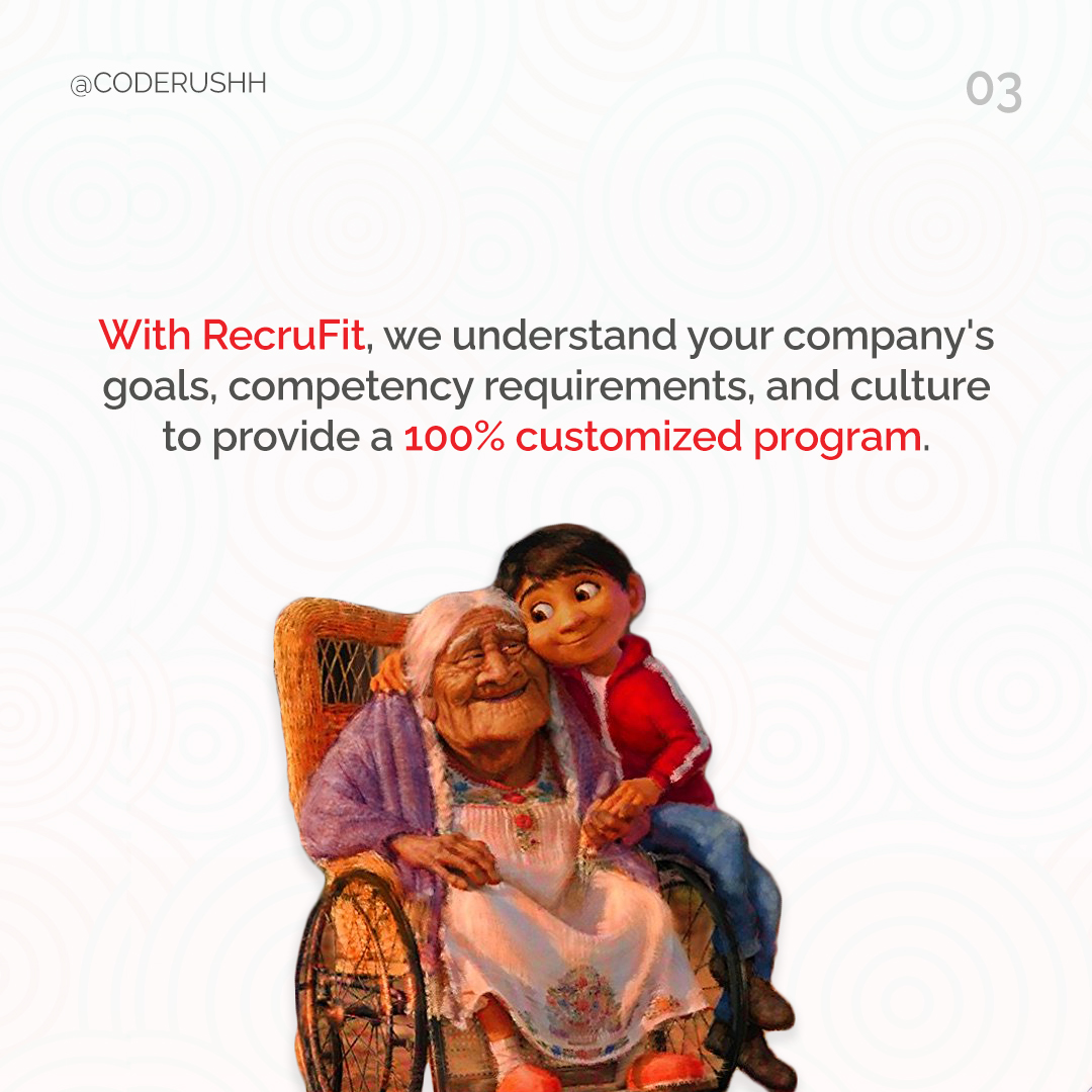 Coderushnepal's tweet image. Say goodbye to cookie-cutter recruitment programs and hello to a customized approach with RecruFit!

Visit us at coderush.com.np/recrufit/ to learn more about RecruFit and transform your hiring process today!

#CodeRush #RecruFit #CustomizedRecruitment #TailoredPrograms
