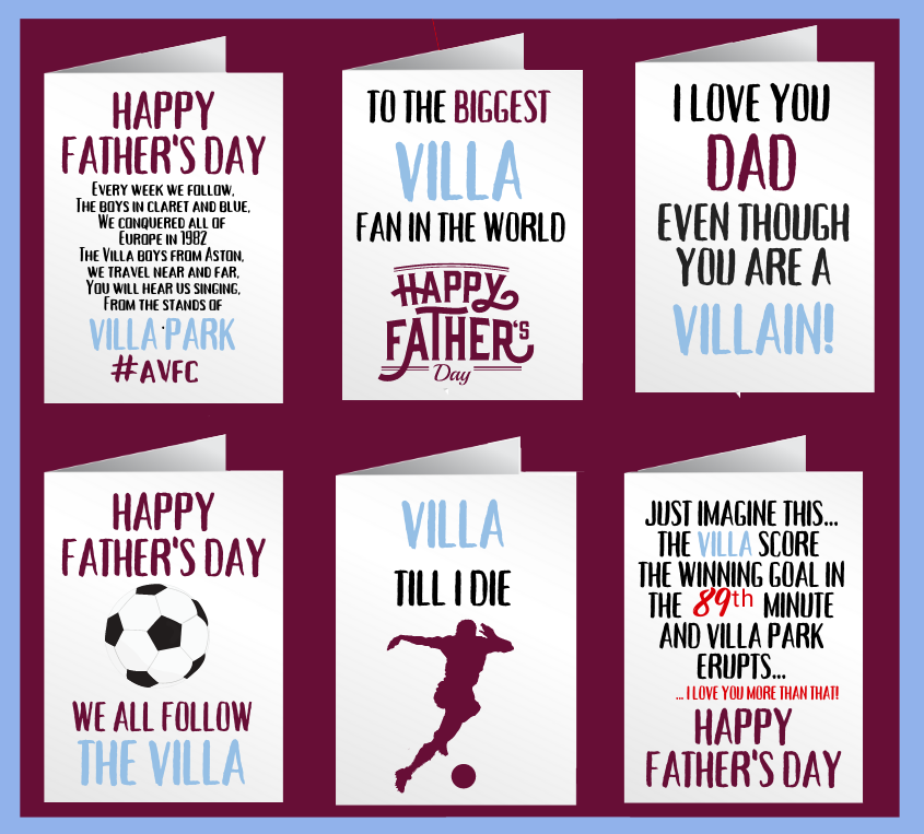 LeonardiDesigns's tweet photo. Is your Dad an avid #AstonVilla fan? Then check out our unique range of Father's Day Cards...! https://t.co/ZN8sqMQL7U
#avfc https://t.co/2CQfIFnuYu