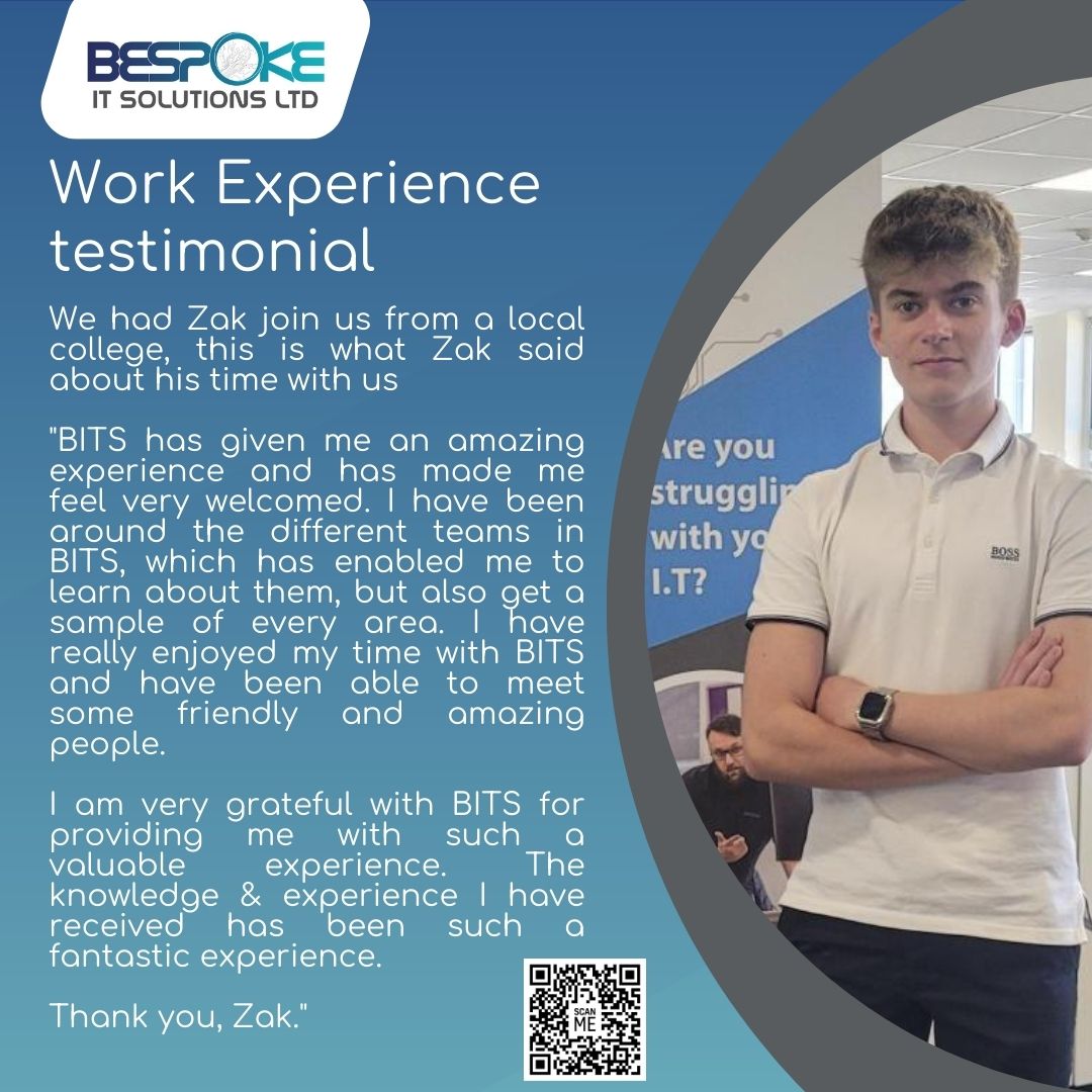 Zak joined us as a work experience student from a local college 🧑‍🏫, we like working with Young People to enhance their skills via work placements and Apprenticeships. #techskills #skillsforthefuture #studentplacement #farnborough #hampshire