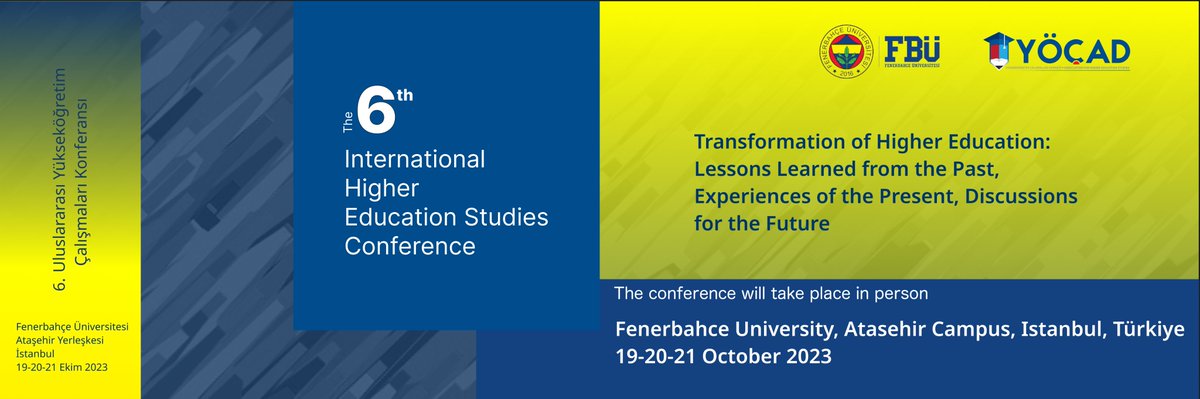 YÖÇAD (@yocad2) on Twitter photo The 6th International Higher Education Studies Conference (IHEC2023) will take place in-person on October 19-21, 2023, in collaboration with YÖÇAD (<a href="/yocad2/">YÖÇAD</a>) and Fenerbahçe University (<a href="/fbuniversitesi/">Fenerbahçe Üniversitesi</a>). We look forward to your submissions and participation:
yocad.org.tr/conferences/th… The 6th International Higher Education Studies Conference (IHEC2023) will take place in-person on October 19-21, 2023, in collaboration with YÖÇAD (<a href="/yocad2/">YÖÇAD</a>) and Fenerbahçe University (<a href="/fbuniversitesi/">Fenerbahçe Üniversitesi</a>). We look forward to your submissions and participation:
yocad.org.tr/conferences/th…