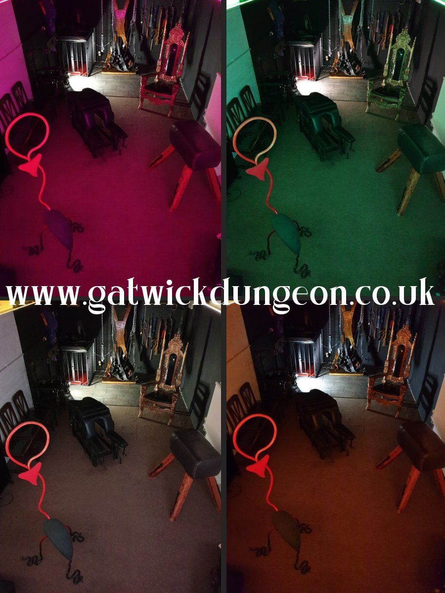 At the Gatwick Dungeon you can set the mood lighting to whatever colour you like.  gatwickdungeon.co.uk 

#dungeonhire #gatwickdungeon #moodlighting #adultfun #privatehire