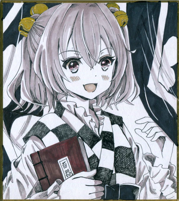 今週のアナログ絵の成果より もこたん、布都ちゃん、小鈴ちゃん描きました