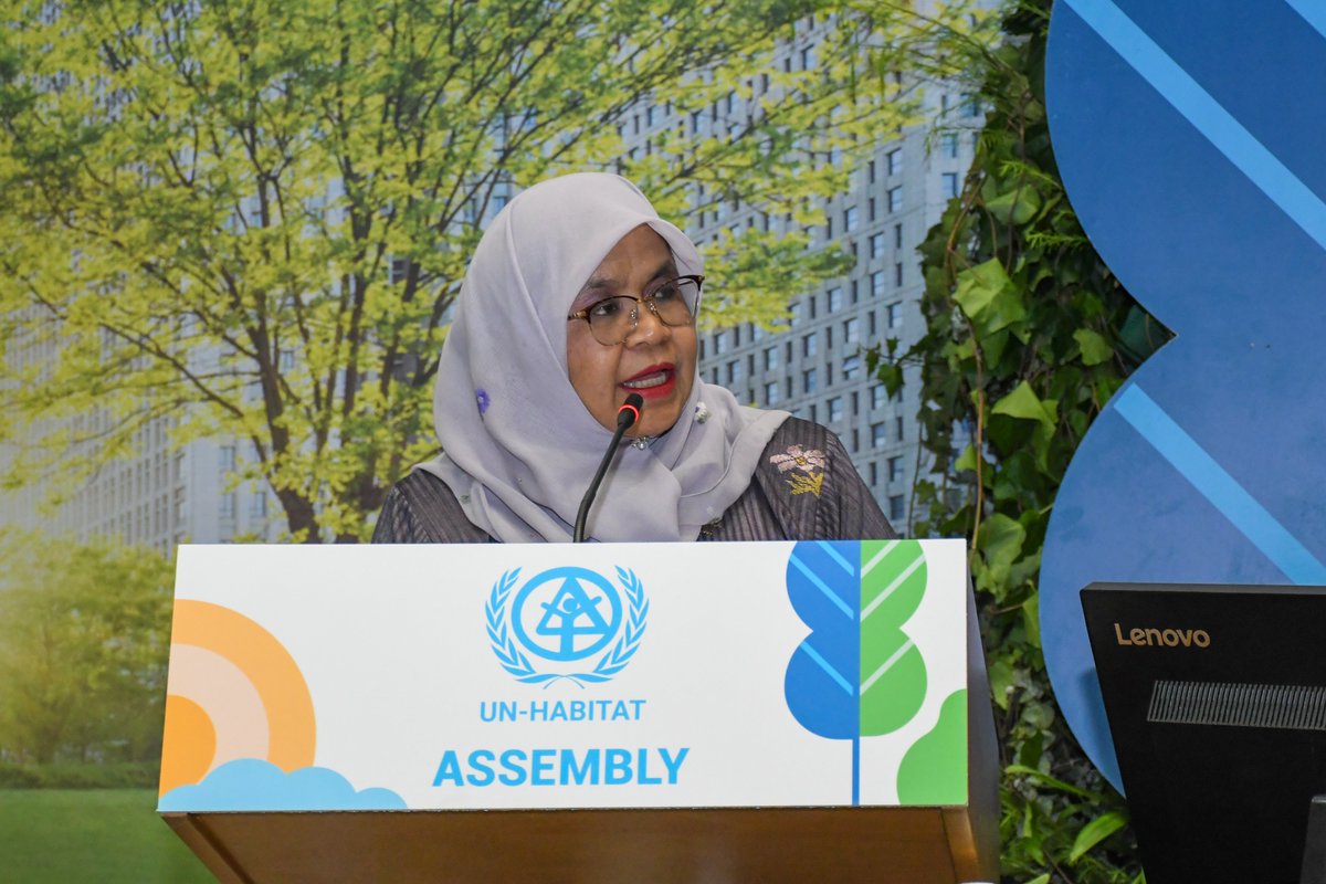 'By empowering women leaders, the potential for transformative change is massive.  
Together we can drive sustainable urbanization together.'- @MaimunahSharif  at the First Ladies High Level Dialogue.

#Act4Urban #Act4Habitat