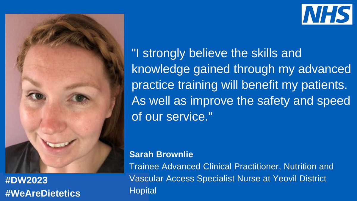 To celebrate #DietitiansWeek2023 today, we spoke to @sarahbrownlie3, a Nutrition Vascular Access Specialist Nurse in her final year of the Level 7 Advanced Practice Apprenticeship.

Read more here ➡orlo.uk/pkU2L 

#DW2023 #WeAreDietetics