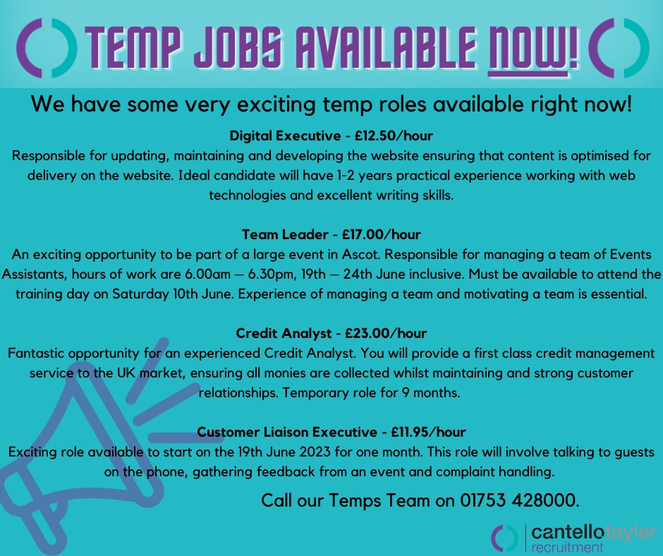 🔊Looking for a job right now? These temp jobs range from 1 week to 9 months in duration and will give you some fantastic skills to put on your CV, not to mention potentially getting your foot in the door at an organisation, as well as some extra cash! #tempjobs #newjob #findajob