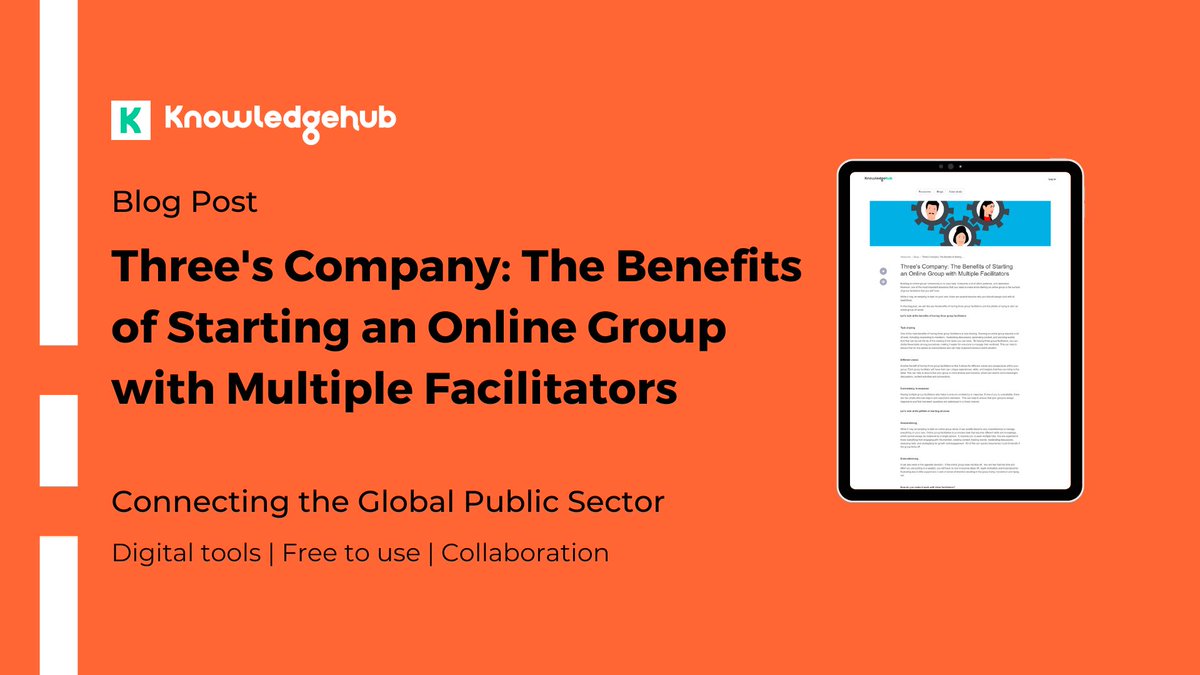 Starting an online group? Don't go it alone! Learn why having three group facilitators can make all the difference in ensuring success. 
khub.net/three-s-compan…

#communitymanagement #onlinetips #success #publicsector #localgov