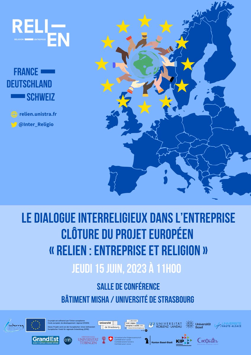 [Cérémonie de clôture] 🎉

Le projet @RELIEN 🇪🇺 <a href="/InterregRSOR/">Interreg Rhin Supérieur | Oberrhein 🇫🇷 🇩🇪 🇨🇭</a> prendra fin bientôt aux termes de 3 années d’investissement. 
Une cérémonie de #clôture se tiendra à la @MISHAlsace📆le jeudi #15juin afin de partager les résultats obtenus et de célébrer les réussites collectives.