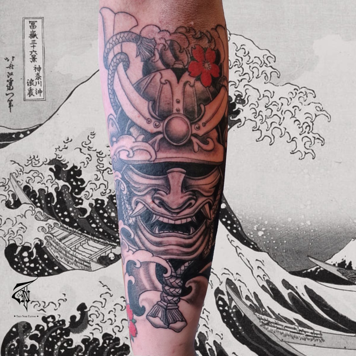 Hanya Mask
By @NoirTrey 
#Rt #Tattoo #Tattoos #LondonTattooArtist #Tattooartist #Ink #Art #Japan #JapaneseTattoo #HanyaMaskTattoo #HanyaMask #Flower #EmpireInks #JapaneseSleeve #Studio1TattooShop #Bexleyheath #Bexley #London #LondonTattoo #Kent