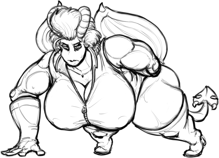 A hot n' heavy illustration from an anonymous friend, but this time Pyriah's a different kinda huge! Watch out for the power-hugs from this beast of a babe…💪