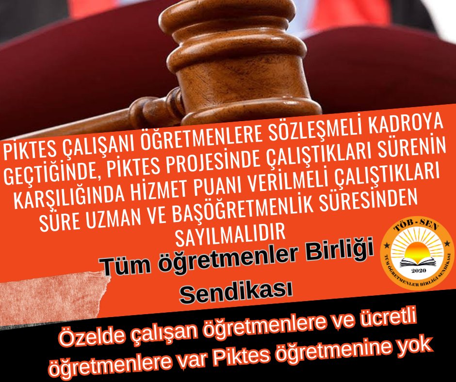 <a href="/Yusuf__Tekin/">Yusuf Tekin</a> yaklaşık 6 bin Piktes Öğretmeni mağdur. Özel okulda çalışan öğretmenler, ücretli öğretmen olarak görev yapanlar hizmet puanı alırken Hayat Boyu Öğrenme'ye bağlı olarak zor şartlarda çalışan Piktes Öğretmenleri Sözleşmeli Kadroya geçtikten sonra hizmet puanı alamıyor