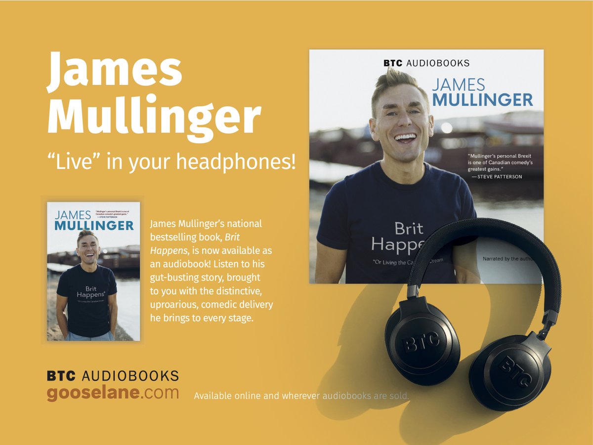 jamesmullinger's tweet photo. Today is the day! The audiobook of my autobiography Brit Happens - Living The Canadian Dream @goose_lane is now available on @audible_ca @audible_com @audibleuk. Click here to listen now:
https://t.co/e0dgNt6eDg
#BritHappens #audiobook #comedymemoir #JamesMullinger #Audible https://t.co/Al9SxYfAhs