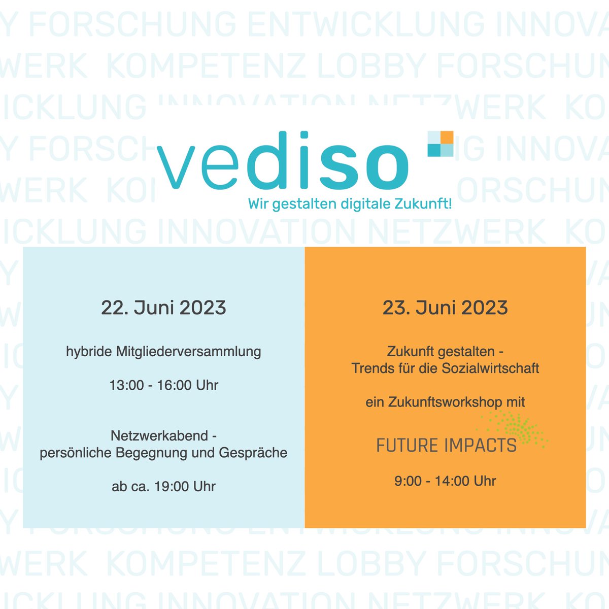 Heute noch an die #Zukunft denken und zum #Workshop “Zukunft gestalten – Trends für die Sozialwirtschaft“ am 23. Juni in #Frankfurt a.M. anmelden. 

Anmeldungen über lnkd.in/ep4vnnUm. 
Anmeldeschluss ist übermorgen, der 08.06.!