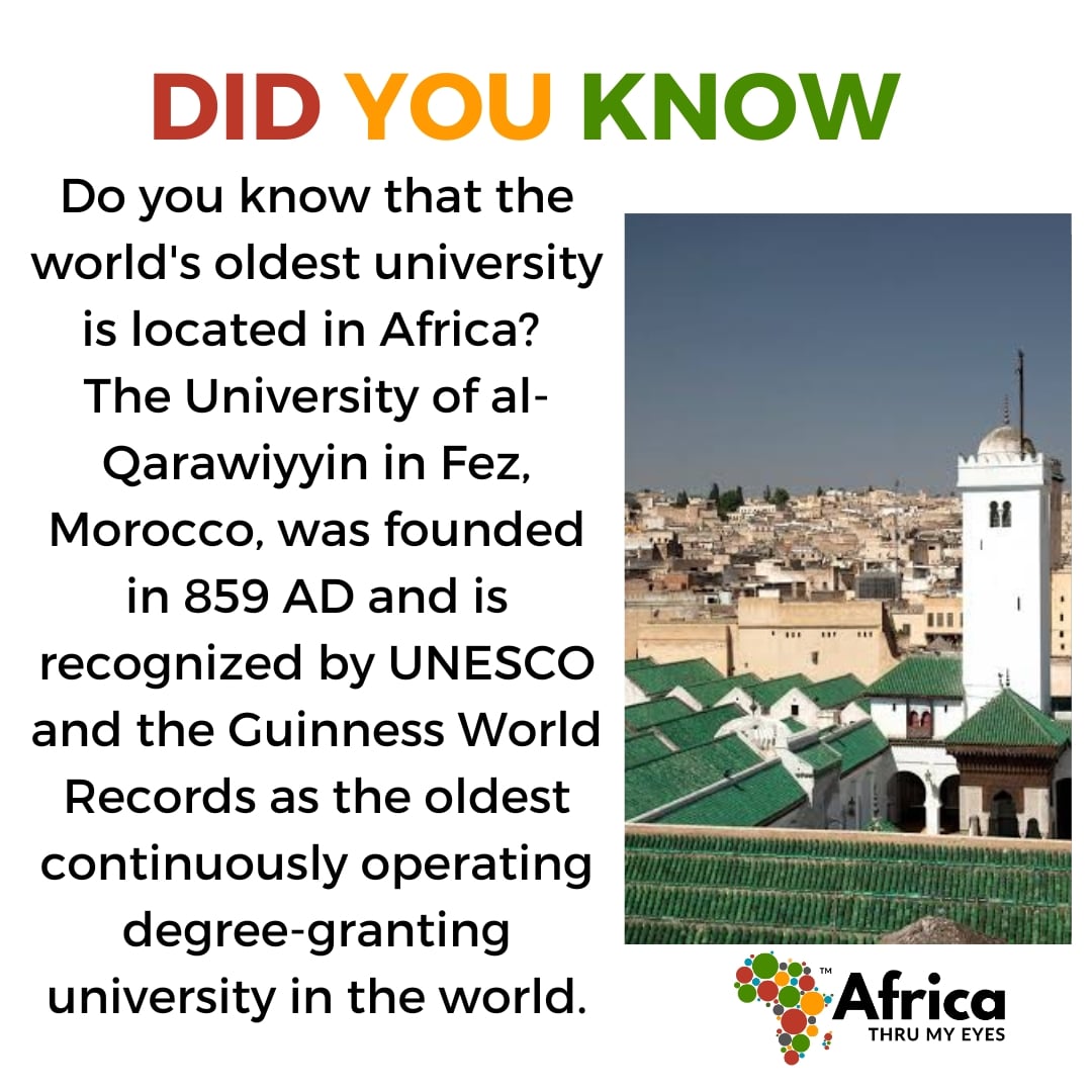 Do you know that the world's oldest university is located in Africa? #DidYouKnow #AfricanKnowledge #UniversityOfAlQarawiyyin #didyouknowwhat #unesco #worldrecordrashmika #selfknowledgeispower #knowledgeispnaturalower #Africathrumyeyes #ATME4AfricaDay #FreeSenegal