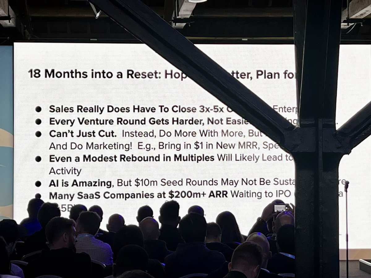 ▪️Growth is still there, but down by a third overall
▪️Rafically more efficient era.
▪️VC dollars have to stretch twice as far now
▪️33% harder than it was last year
#saastr <a href="/jasonlk/">Jason ✨👾SaaStr.Ai✨ Lemkin</a> ❤️<a href="/saastr/">SaaStr.ai</a>