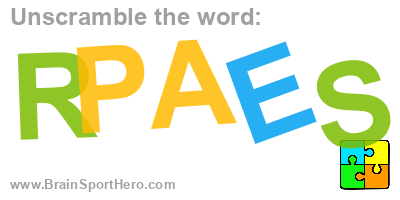 BrainSportHero's tweet photo. Unscramble the letters and find the correct word? R P A E S. #puzzle #indiedev #brainteasers #braintraining #puzzles #quiz #wordgame #wordplay #braingames https://t.co/dOJ0jbv4Nu😉 https://t.co/EGoWrozll2