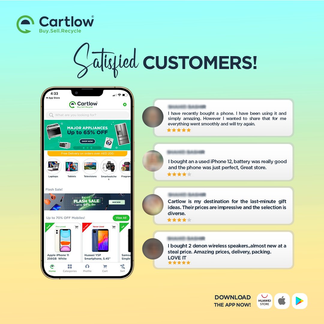 Because actions speak louder than words, hear it straight from the source! ✨

Your satisfaction is what we aim for and that’s why we will always work hard to provide you with the perfect balance of affordable prices and highest quality🔝

#cartlow
 #satisfiedcustomer #reviews