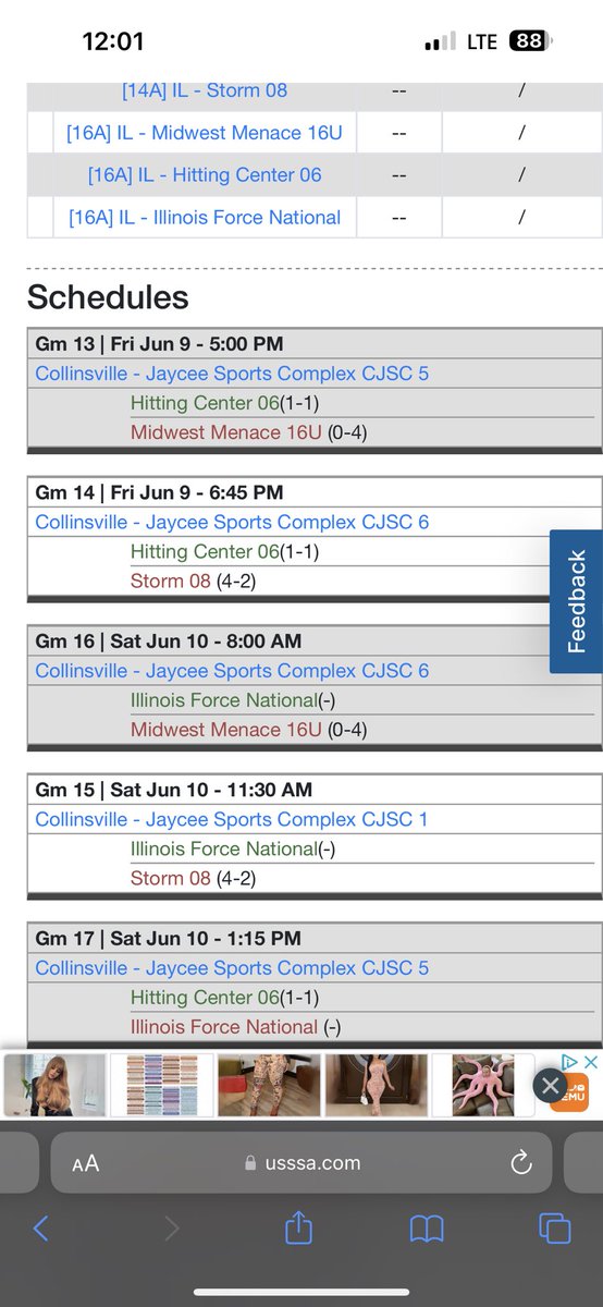 Schedule for Collinsville this weekend!!💙@ILForce16uNatl @CoachArchibald @agoler35 @CoachMcFalls @CoachLarissaA @CoachPinkerton @CoachDeOliveira