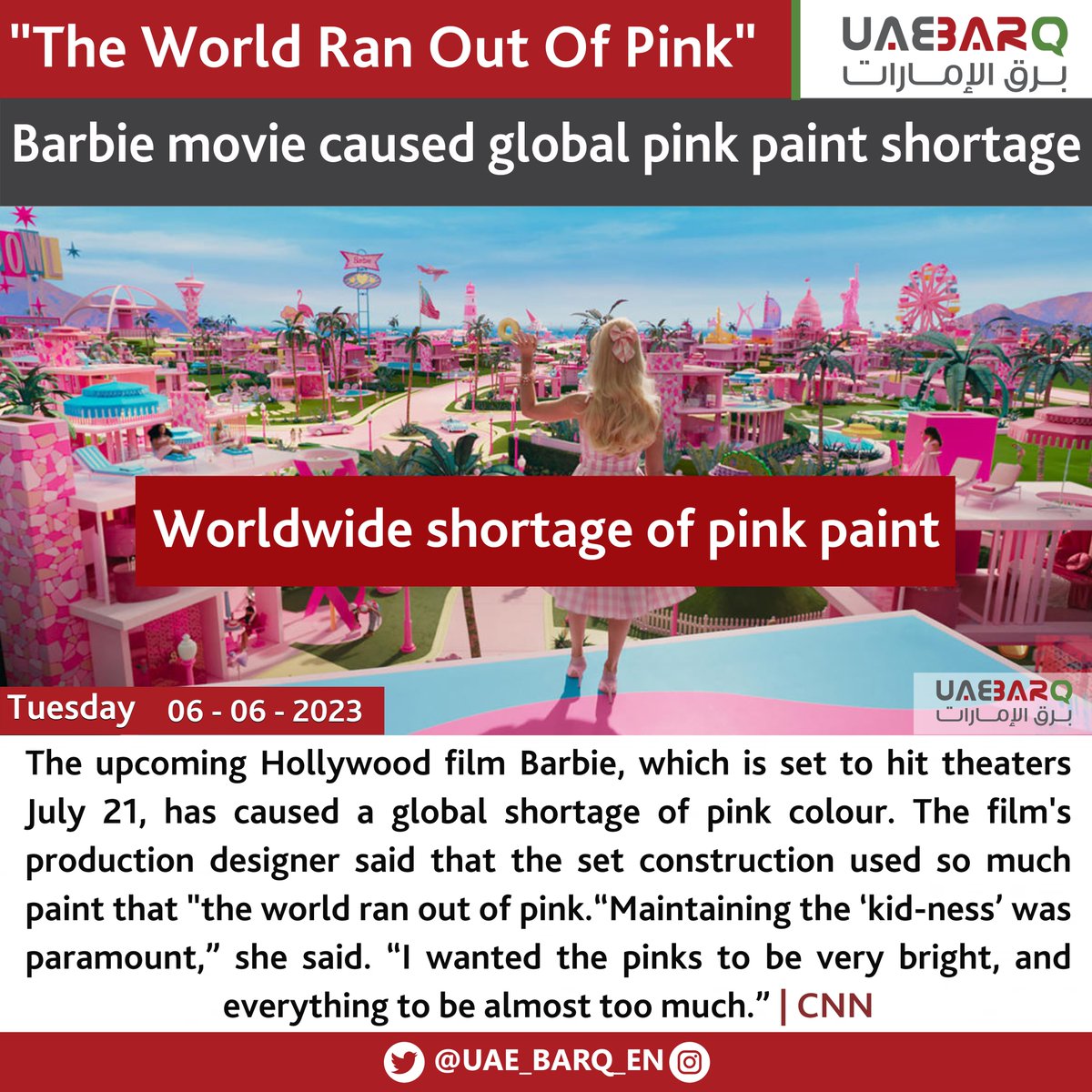 UAE BARQ on Twitter "Barbie movie caused a 'worldwide' shortage of